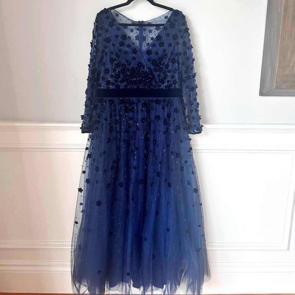 Mac Duggal beaded Navy Gown size 14